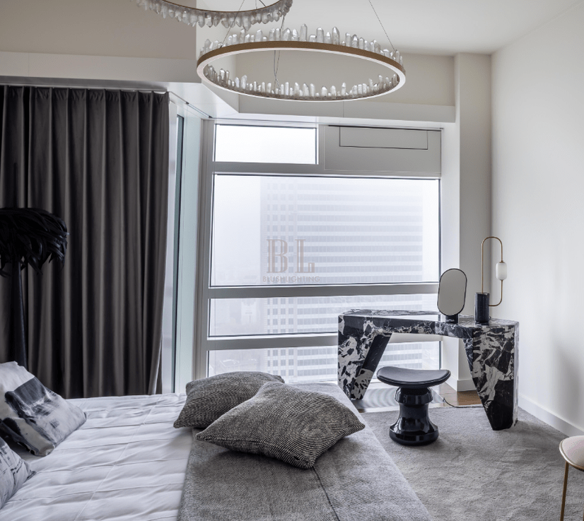 Modern Style Rings Brass & Natural Quartz Crystal Chandelier in Brass/Black Finish - 1 Tier / D23.6" * H4"BrassWarm Lightbriglamps