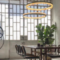 Modern Style Rings Brass & Natural Quartz Crystal Chandelier in Brass/Black Finish - 1 Tier / D23.6" * H4"BrassWarm Lightbriglamps