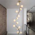 Modern Vertical Handcrafted Glass Globe Chandelier for High Ceilings - Brig Lighting