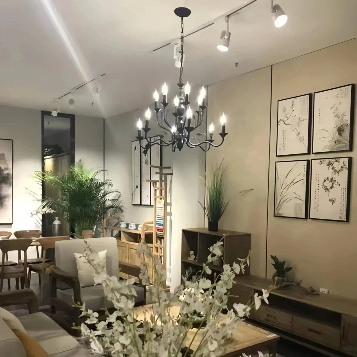 Multi Layer Iron Chandelier with Electronic Candles in Vintage Country Style for Living Room Cafe and Study - Brig Lighting