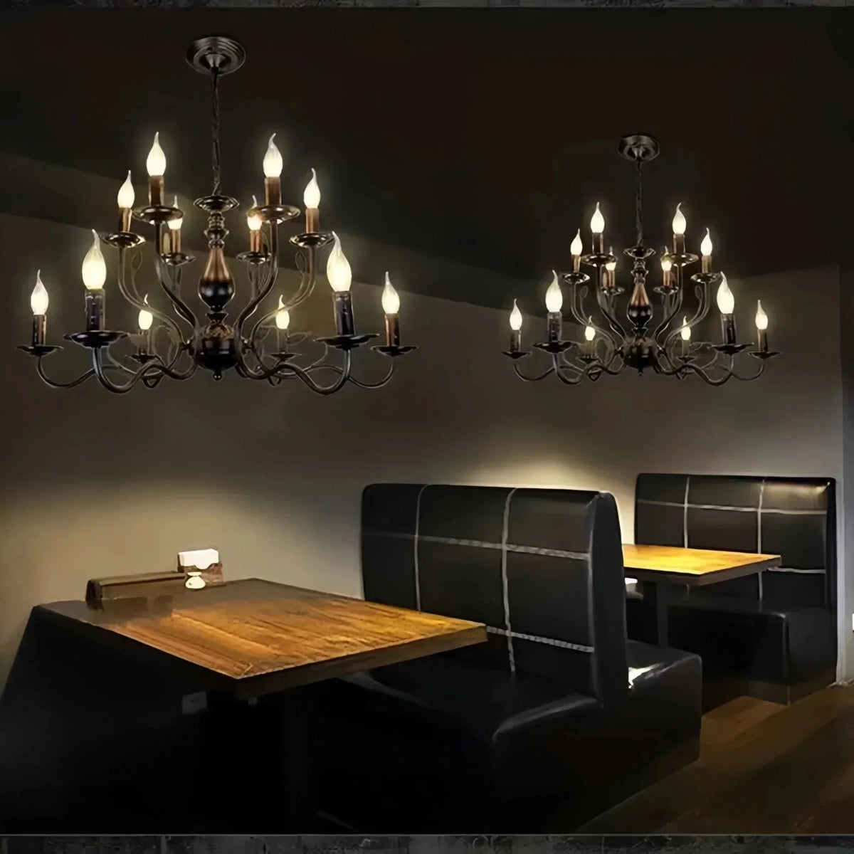 Multi Layer Iron Chandelier with Electronic Candles in Vintage Country Style for Living Room Cafe and Study - Brig Lighting