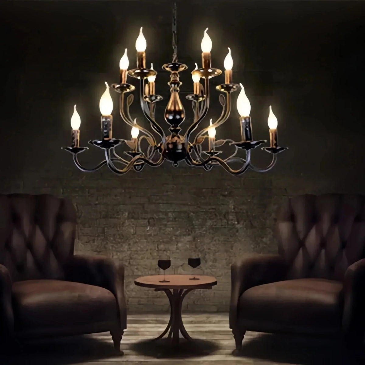 Multi Layer Iron Chandelier with Electronic Candles in Vintage Country Style for Living Room Cafe and Study - Brig Lighting