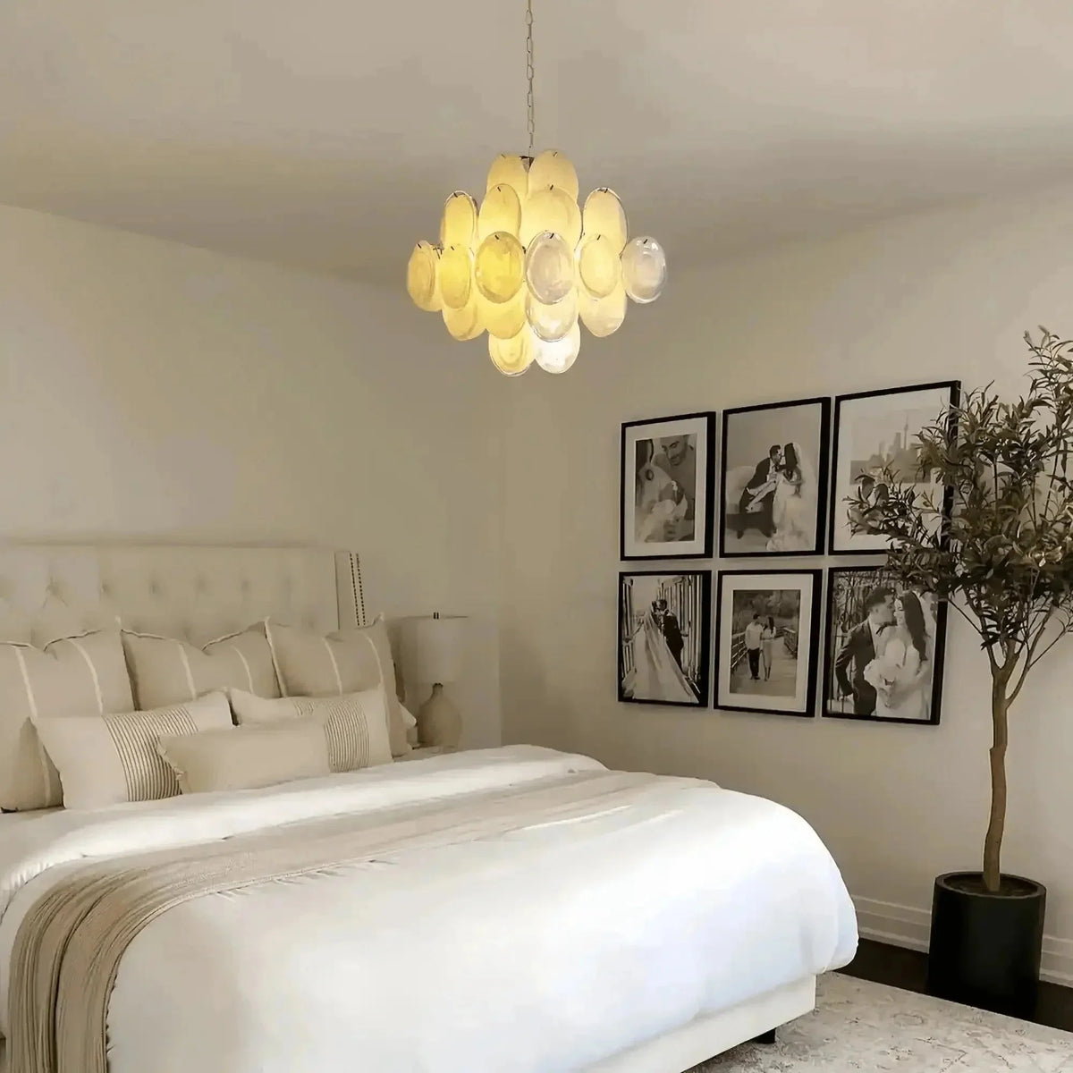 Murano Chandelier 36 White Disks - Brig Lighting