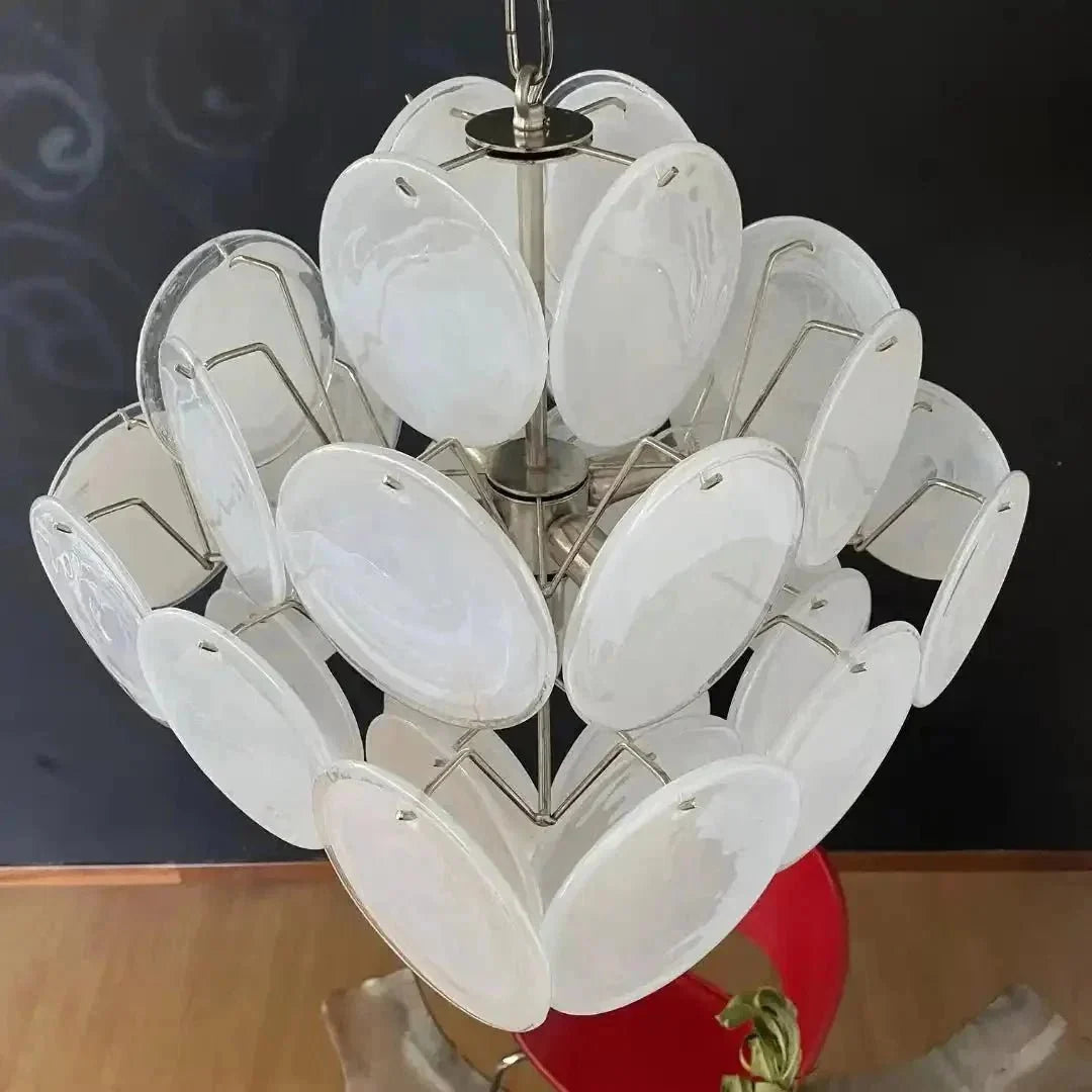 Murano Chandelier 36 White Disks - Brig Lighting