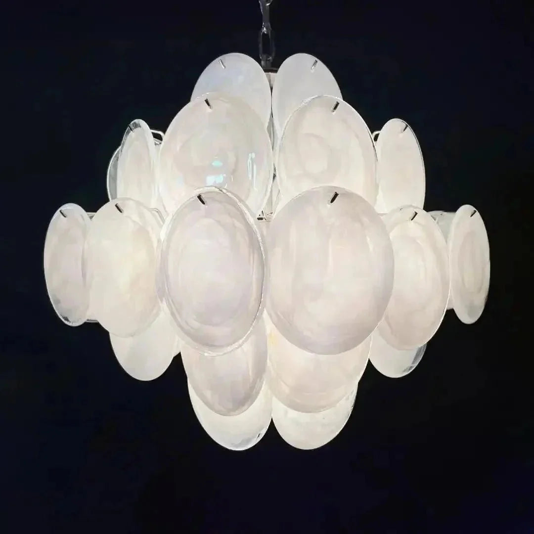 Murano Chandelier 36 White Disks - Brig Lighting