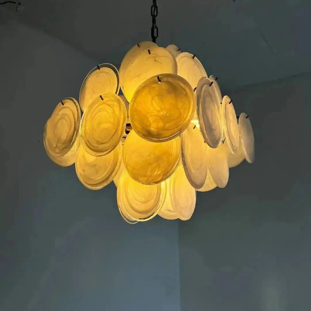 Murano Chandelier 36 White Disks - Brig Lighting
