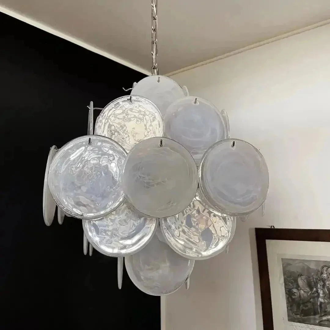 Murano Chandelier 36 White Disks - Brig Lighting
