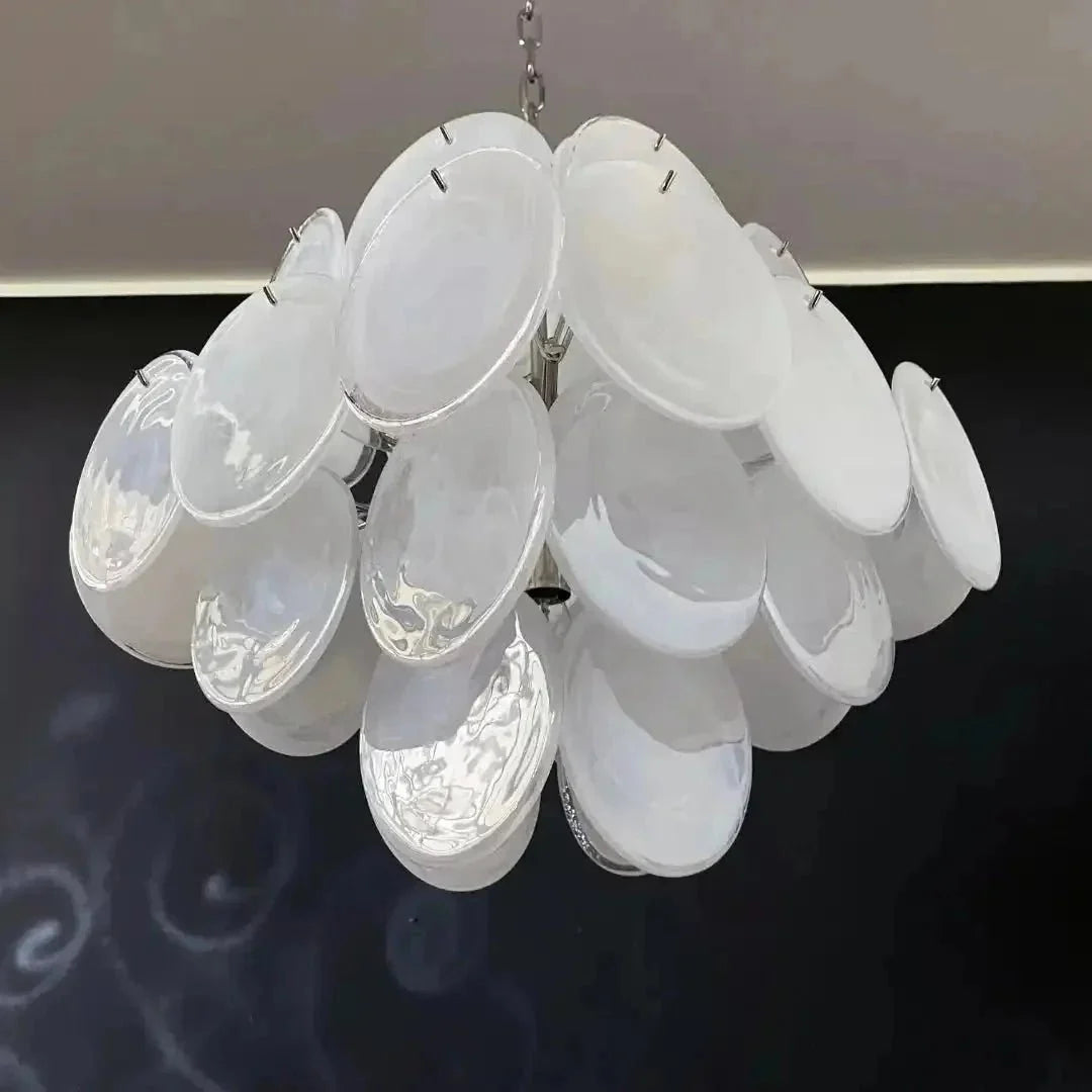 Murano Chandelier 36 White Disks - Brig Lighting