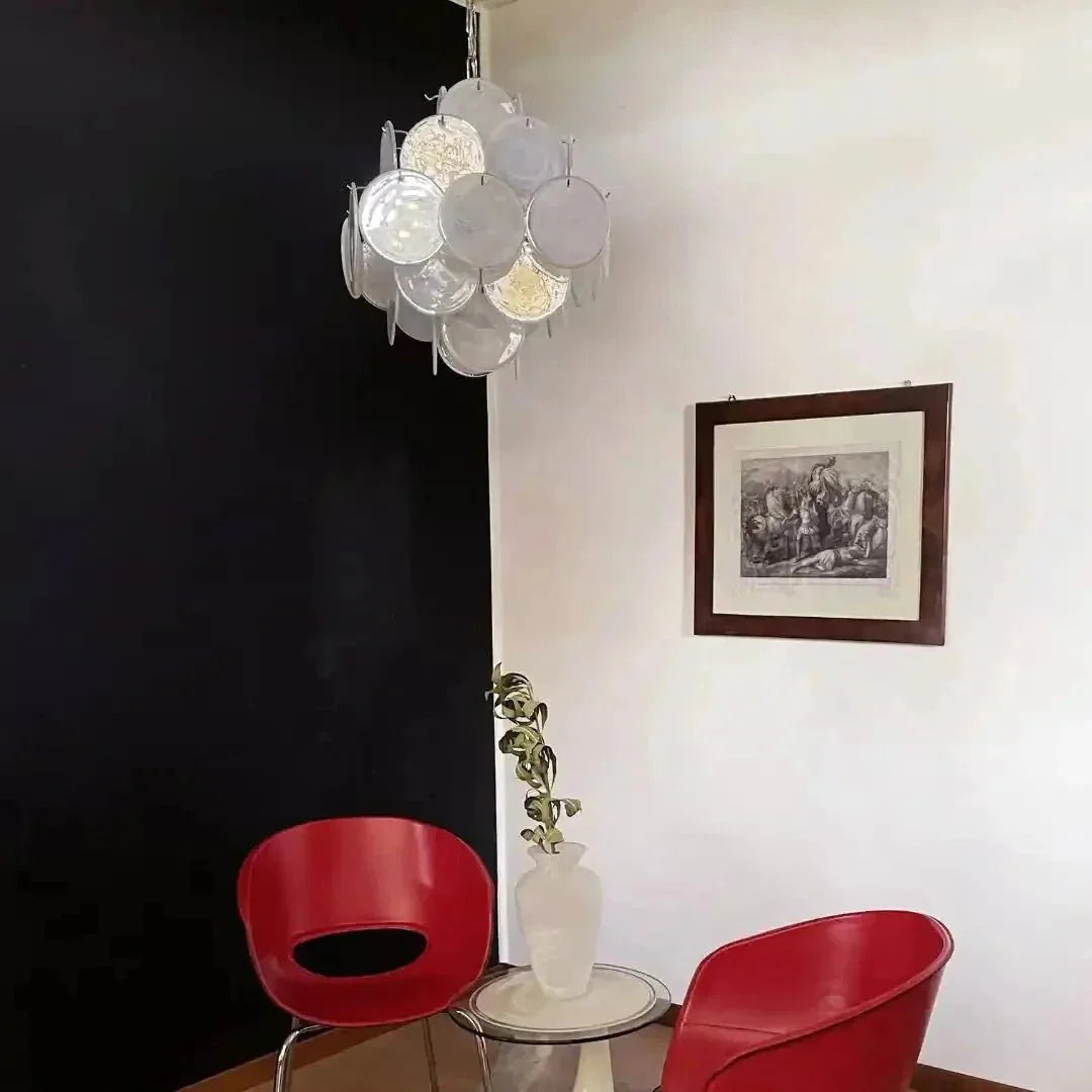 Murano Chandelier 36 White Disks - Brig Lighting