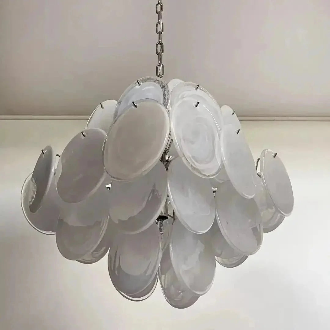 Murano Chandelier 36 White Disks - Brig Lighting