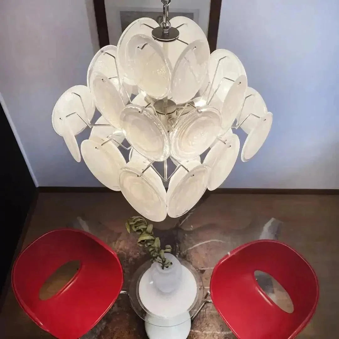 Murano Chandelier 36 White Disks - Brig Lighting
