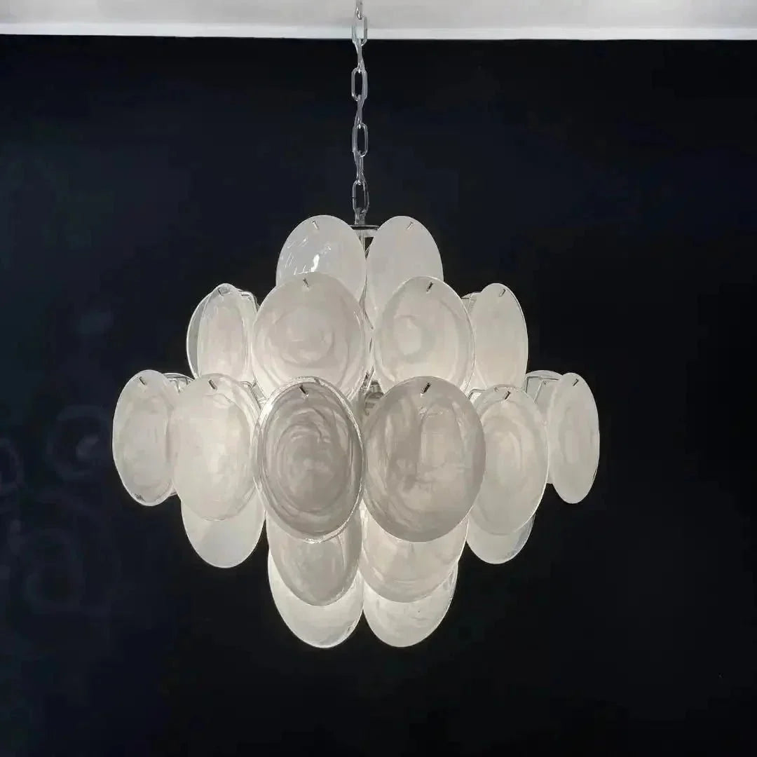 Murano Chandelier 36 White Disks - Brig Lighting