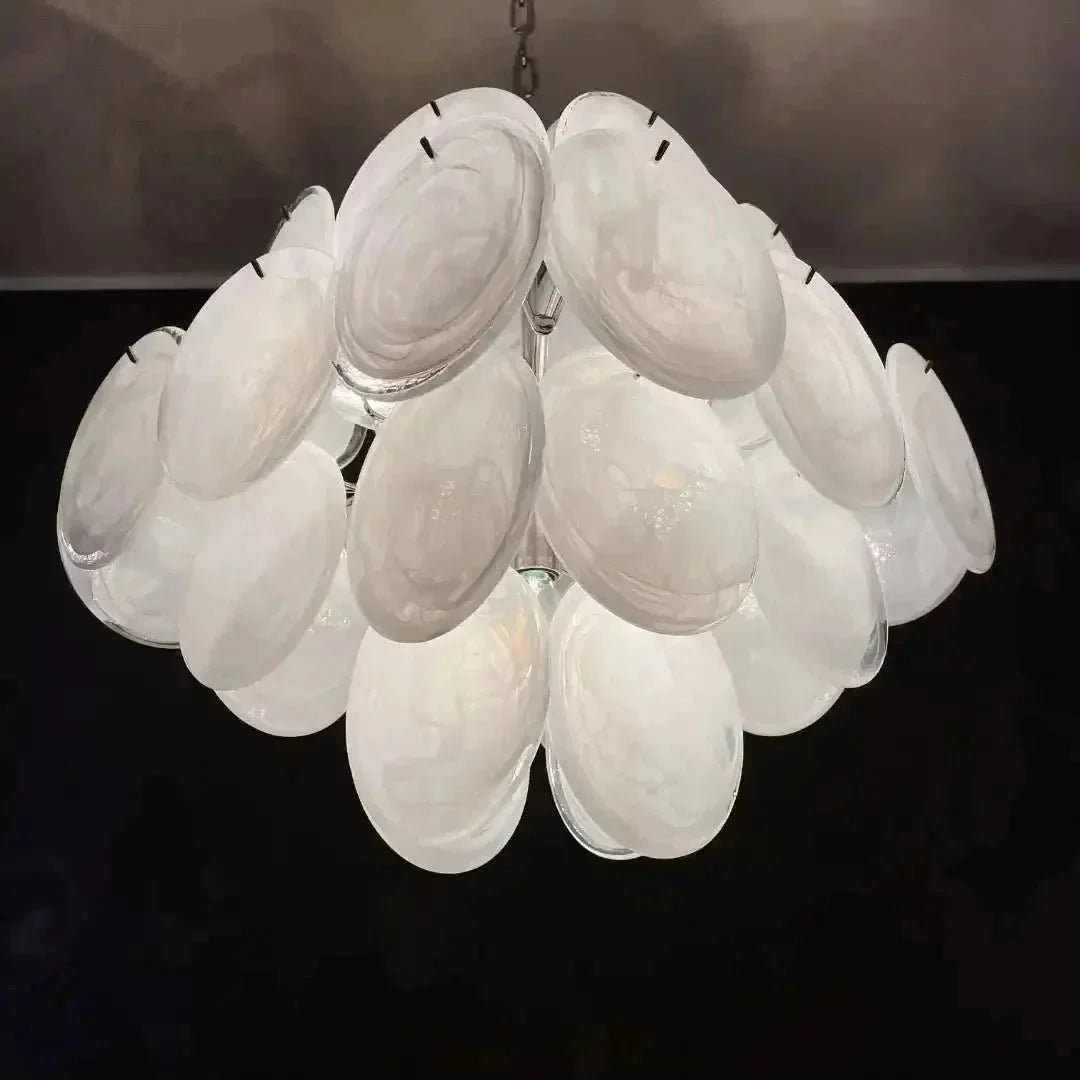 Murano Chandelier 36 White Disks - Brig Lighting