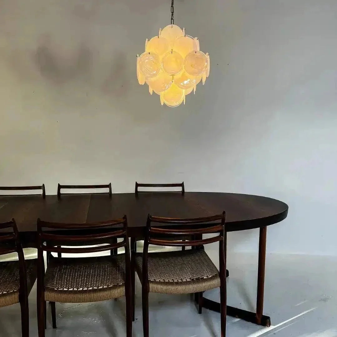 Murano Chandelier 36 White Disks - Brig Lighting