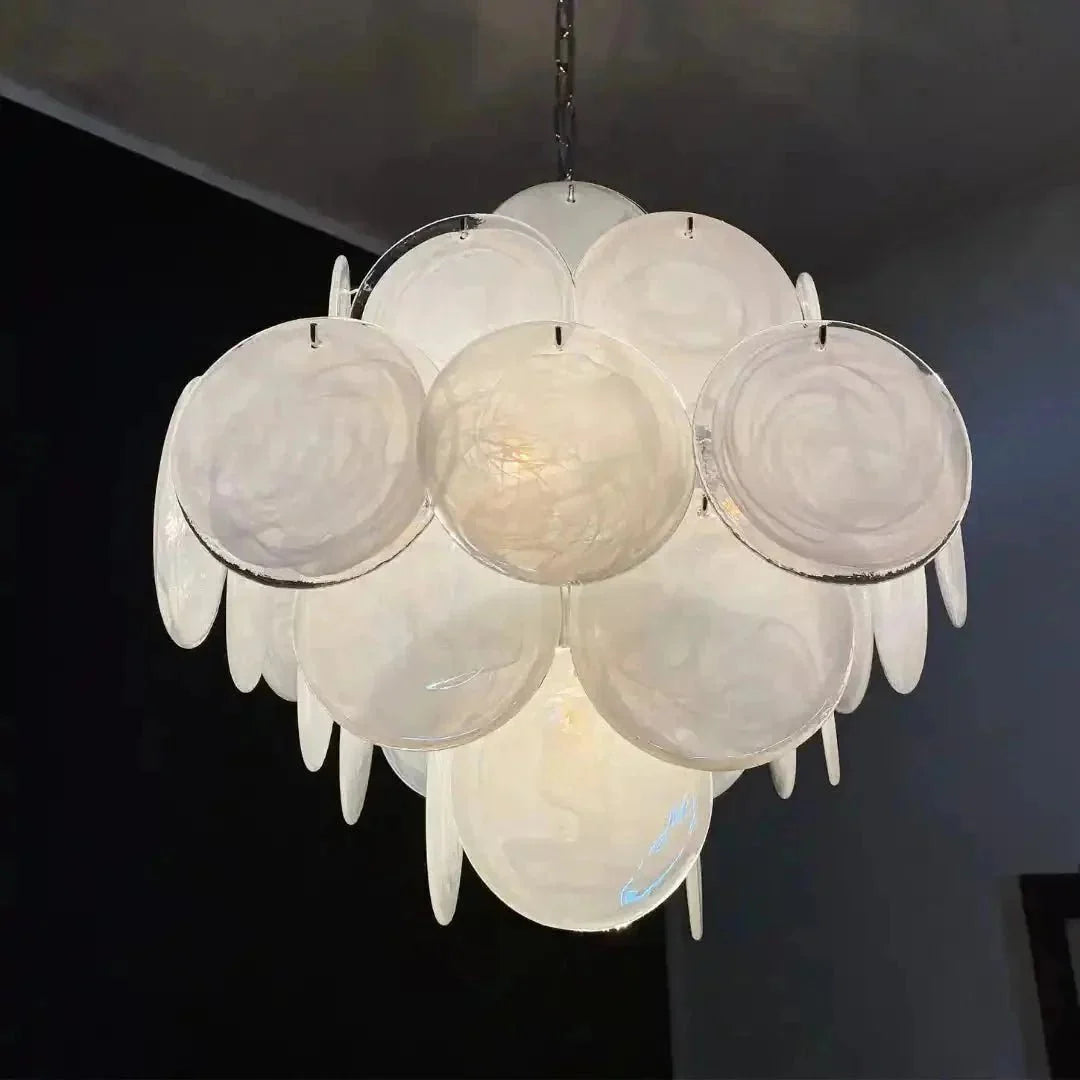 Murano Chandelier 36 White Disks - Brig Lighting