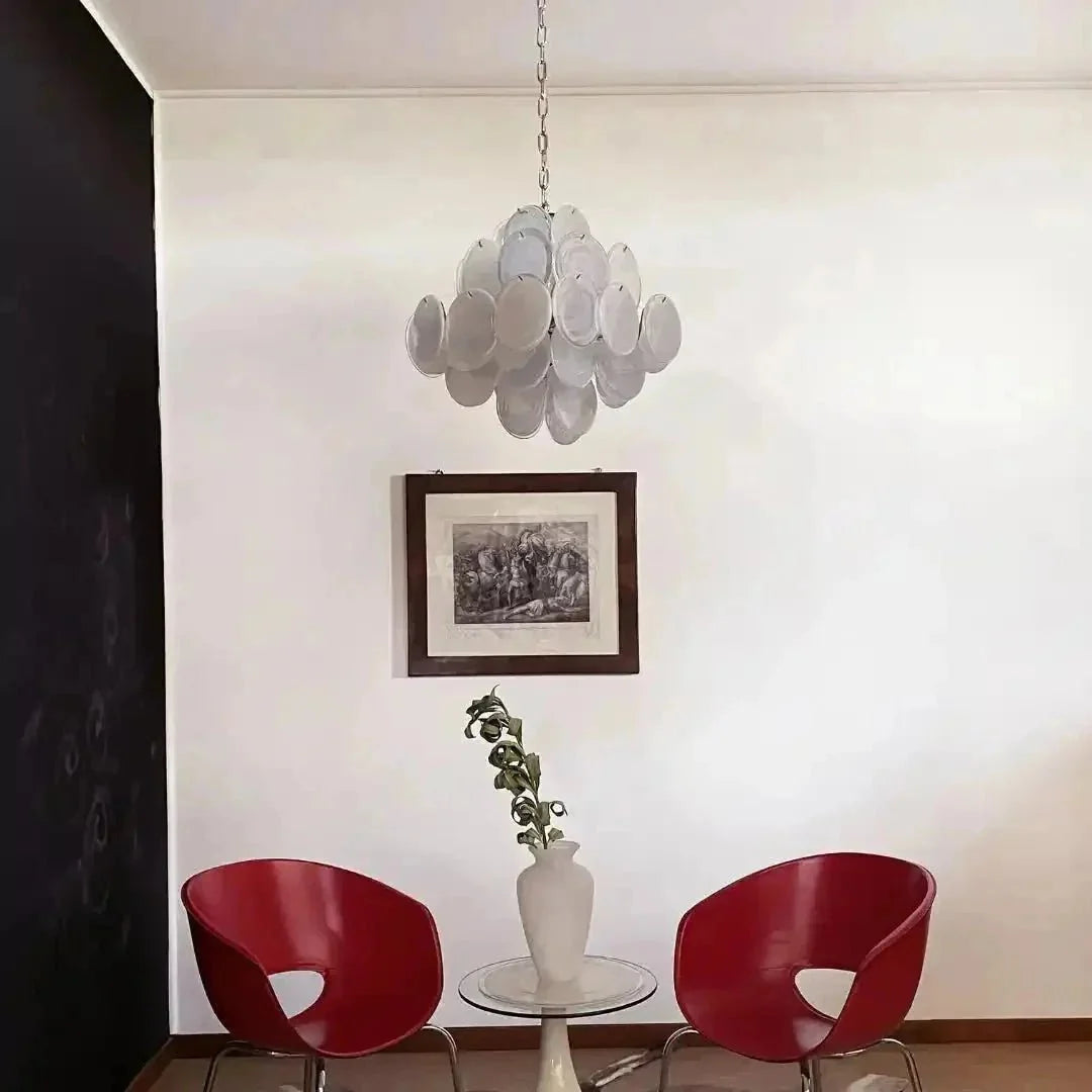 Murano Chandelier 36 White Disks - Brig Lighting