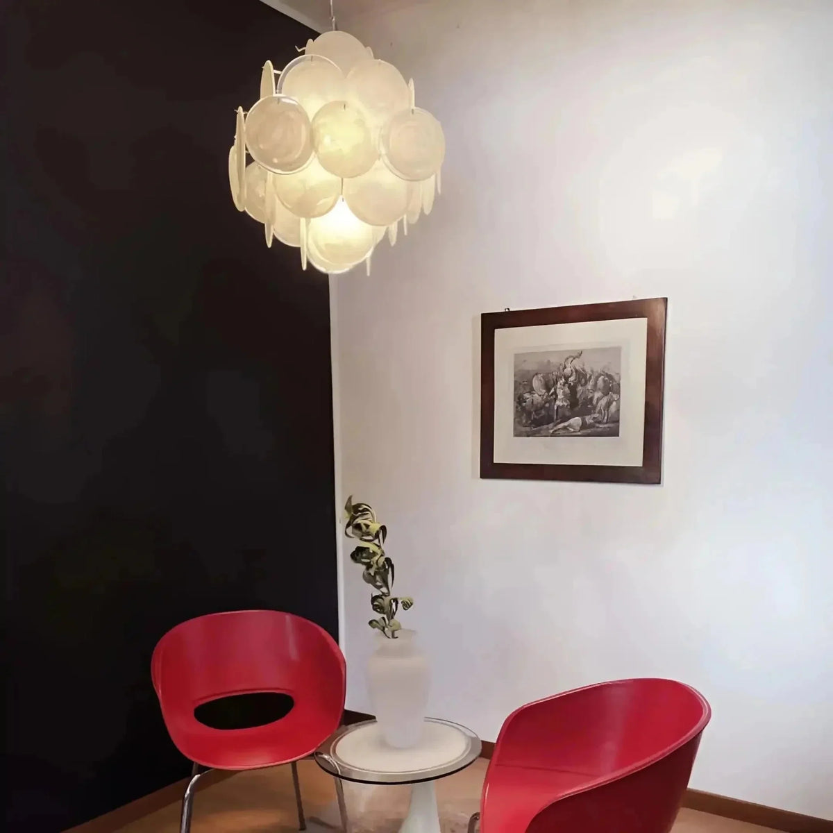 Murano Chandelier 36 White Disks - Brig Lighting