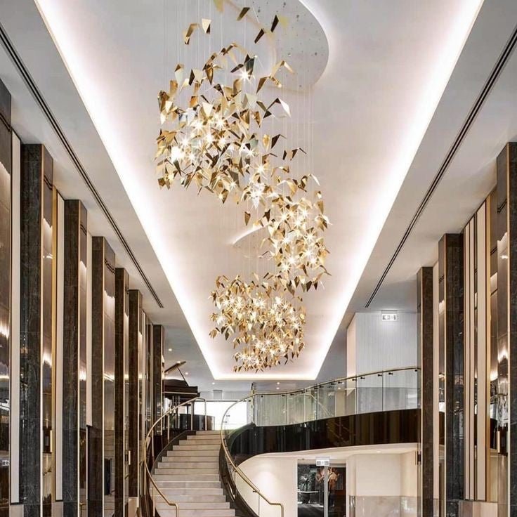 New Creative Golden Wings Floating Chandelier for Hall/Hotel/Restaurant - briglamps