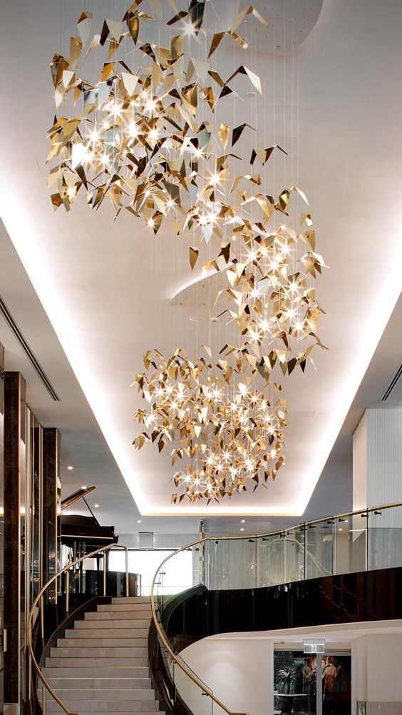 New Creative Golden Wings Floating Chandelier for Hall/Hotel/Restaurant - briglamps
