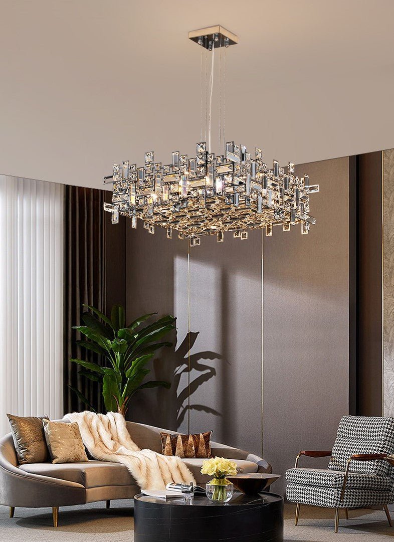 New Italian Style Light Luxury Villa Duplex Designer Luxury Crystal Chandelier for Dining/Living Room/Bedroom - briglamps
