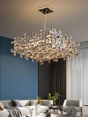New Italian Style Light Luxury Villa Duplex Designer Luxury Crystal Chandelier for Dining/Living Room/Bedroom - briglamps