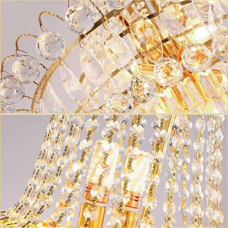New Style Royal Large Crystal Chandelier Long Ceiling Lighting Fixture For Living Room Staircase/ Entryway - briglamps