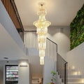 New Style Royal Large Crystal Chandelier Long Ceiling Lighting Fixture For Living Room Staircase/ Entryway - briglamps
