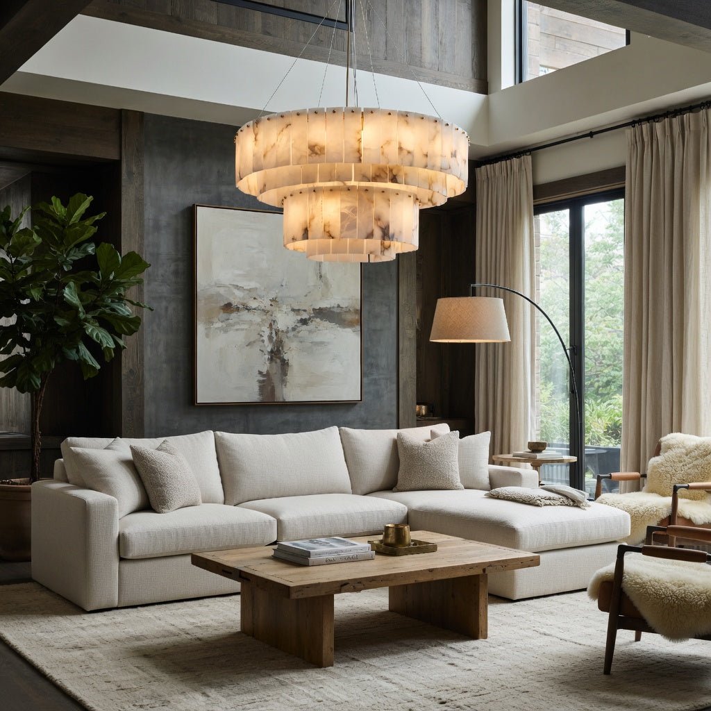 Oakley Layered Marble Chandelier - 31" - briglamps