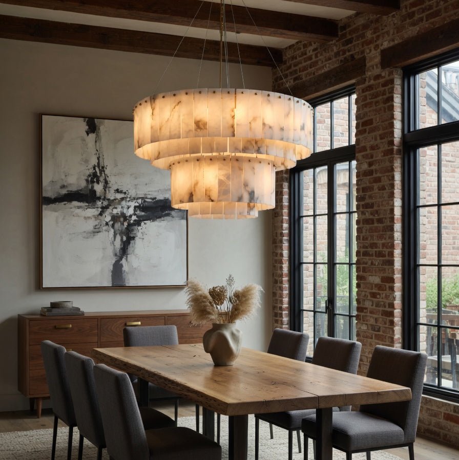 Oakley Layered Marble Chandelier - 31" - briglamps