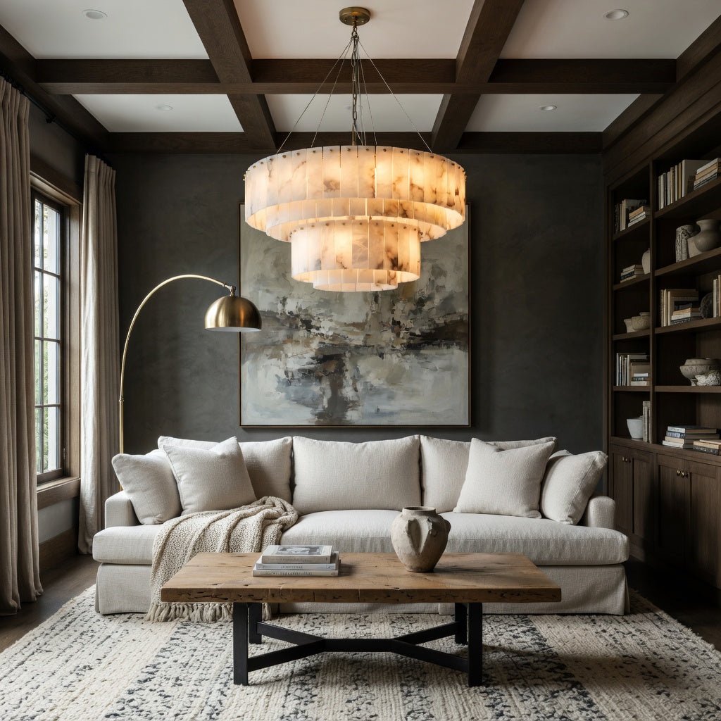 Oakley Layered Marble Chandelier - 31" - briglamps