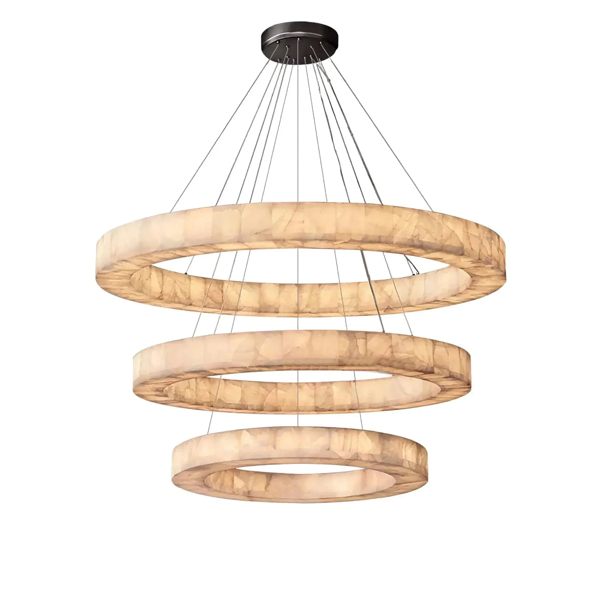 OLYRA 3-TIER ROUND ALABASTER CHANDELIER 39" 47" 59"D - Brig Lighting