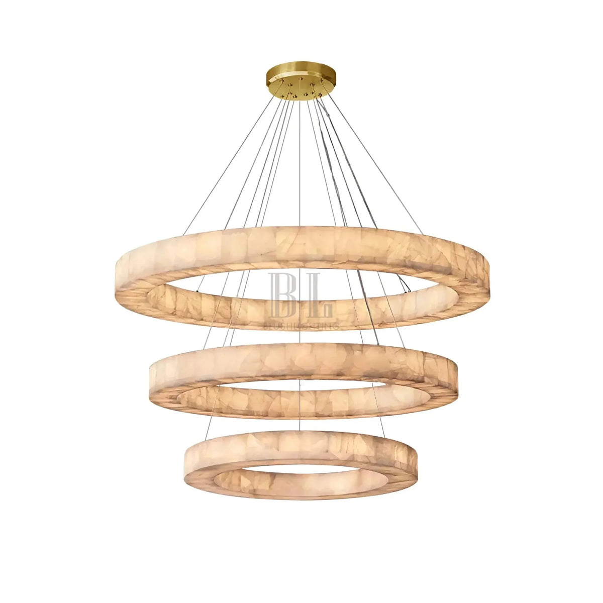 OLYRA 3-TIER ROUND ALABASTER CHANDELIER 39" 47" 59"D - Brig Lighting