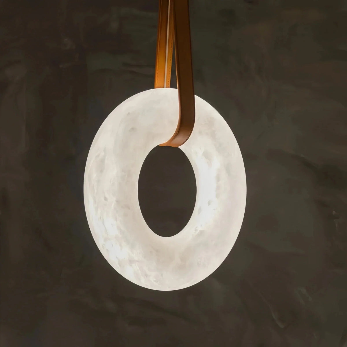 Oslo L1P Pendant Alabaster Chandelier, Halo Ring Chandelier With canopy Over Dining Table - Brig Lighting