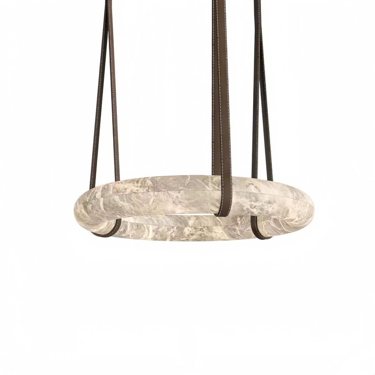 Oslo L1P Pendant Alabaster Chandelier, Halo Ring Chandelier With canopy Over Dining Table - Brig Lighting