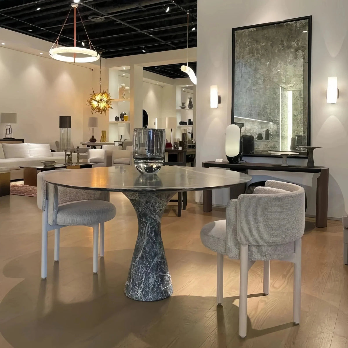 Oslo L1P Pendant Alabaster Chandelier, Halo Ring Chandelier With canopy Over Dining Table - Brig Lighting