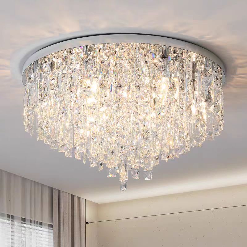 Oversize Luxury Flush Mount Crystal Chandelier for Living Room/Bedroom - briglamps