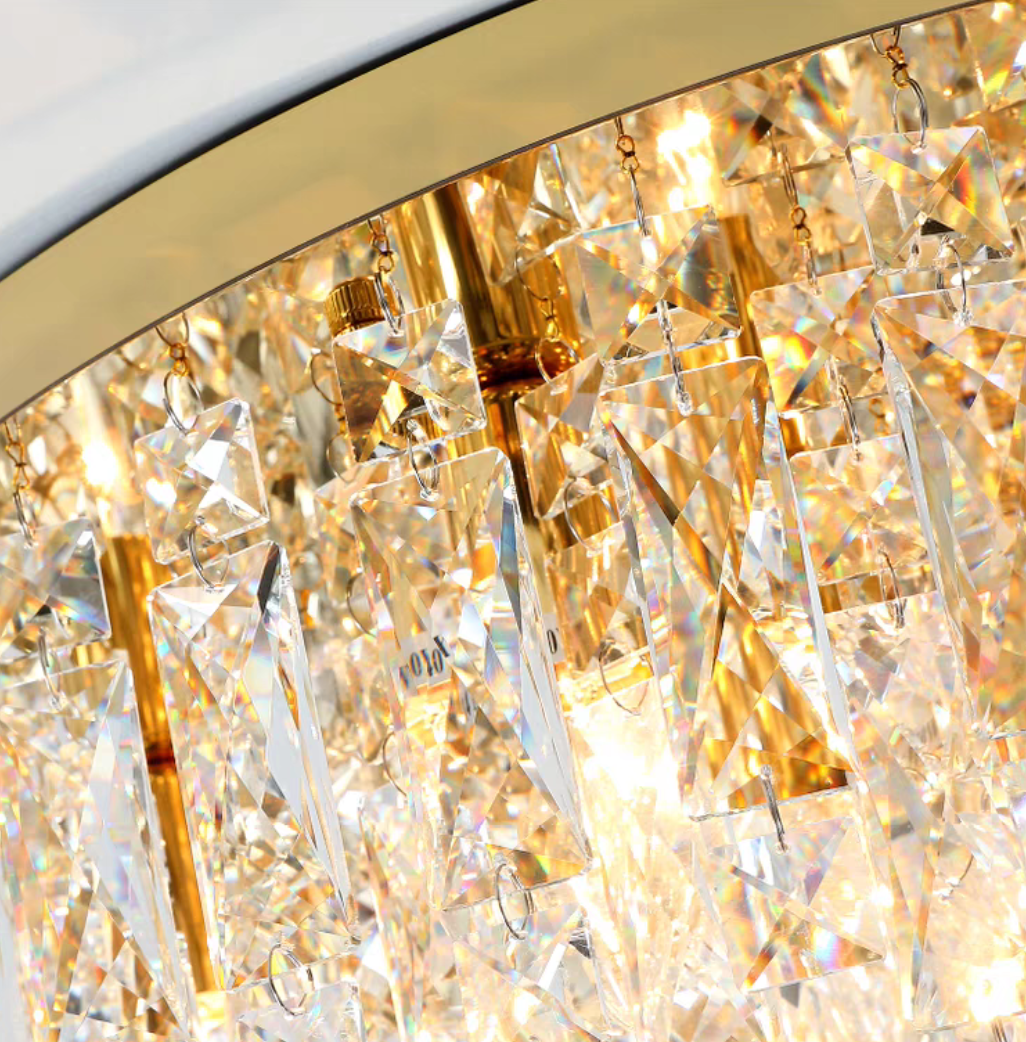 Oversize Luxury Flush Mount Crystal Chandelier for Living Room/Bedroom - briglamps