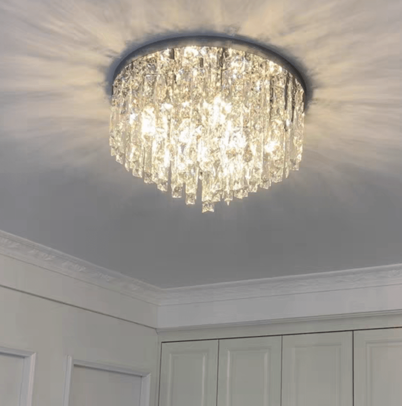 Oversize Luxury Flush Mount Crystal Chandelier for Living Room/Bedroom - briglamps