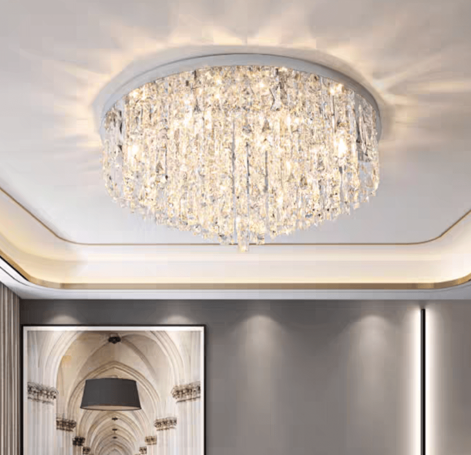 Oversize Luxury Flush Mount Crystal Chandelier for Living Room/Bedroom - briglamps