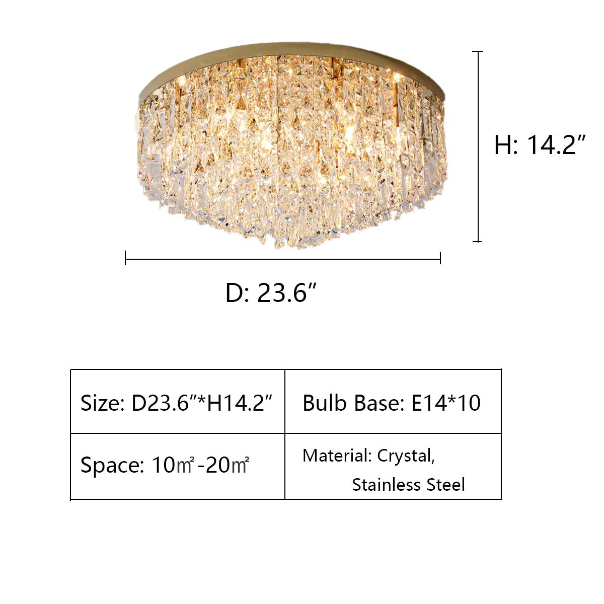 Oversize Luxury Flush Mount Crystal Chandelier for Living Room/Bedroom - briglamps