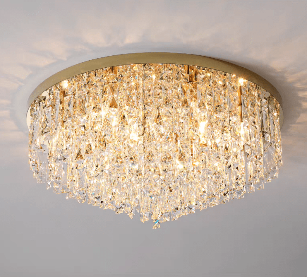 Oversize Luxury Flush Mount Crystal Chandelier for Living Room/Bedroom - briglamps