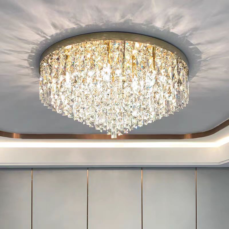 Oversize Luxury Flush Mount Crystal Chandelier for Living Room/Bedroom - briglamps