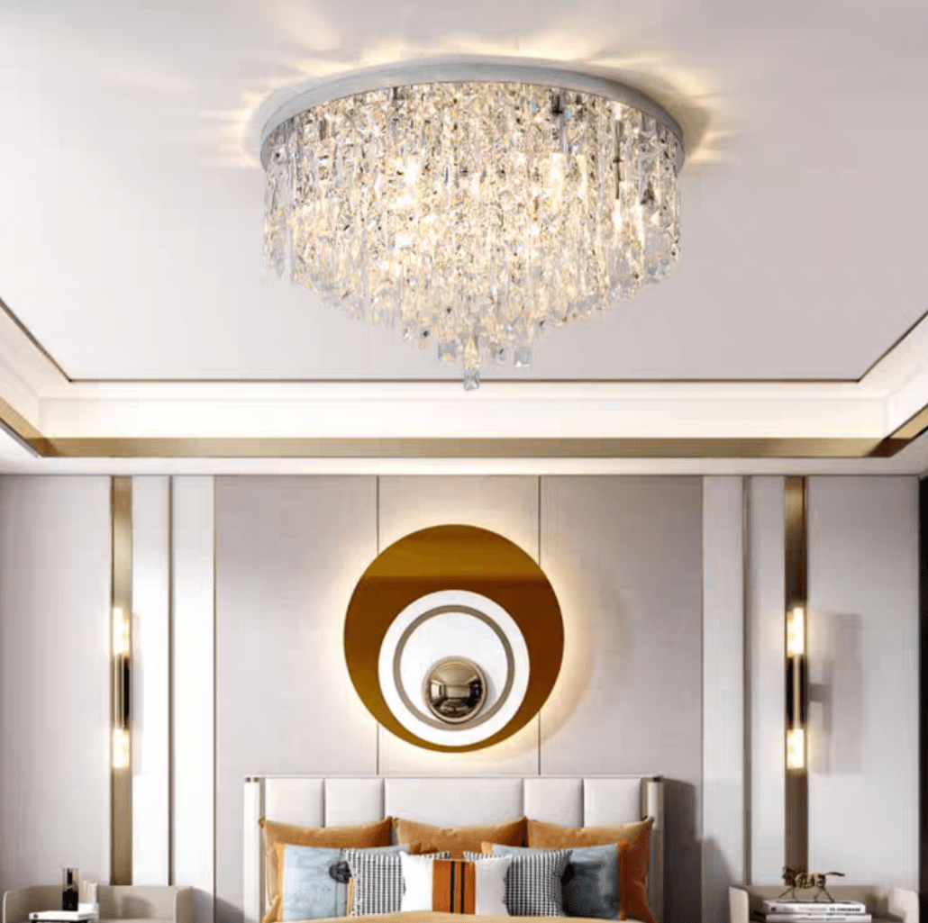 Oversize Luxury Flush Mount Crystal Chandelier for Living Room/Bedroom - briglamps