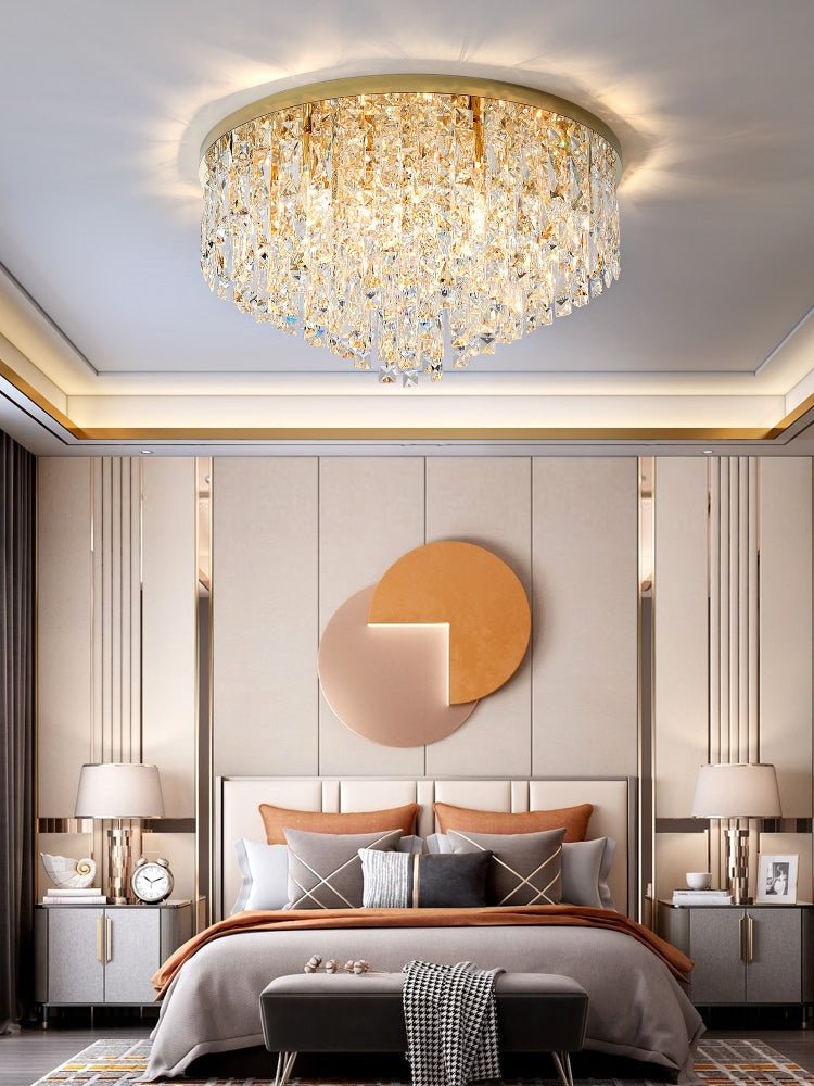 Oversize Luxury Flush Mount Crystal Chandelier for Living Room/Bedroom - briglamps