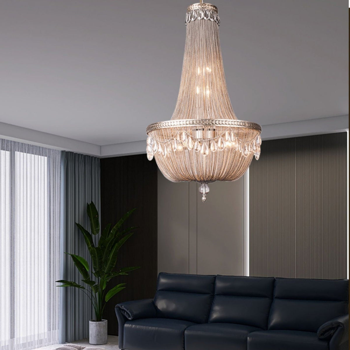 Oversize Modern Metal Art Luxury Crystal Chandelier for Duplex Hall/Staircase/Villa/Foyer - briglamps