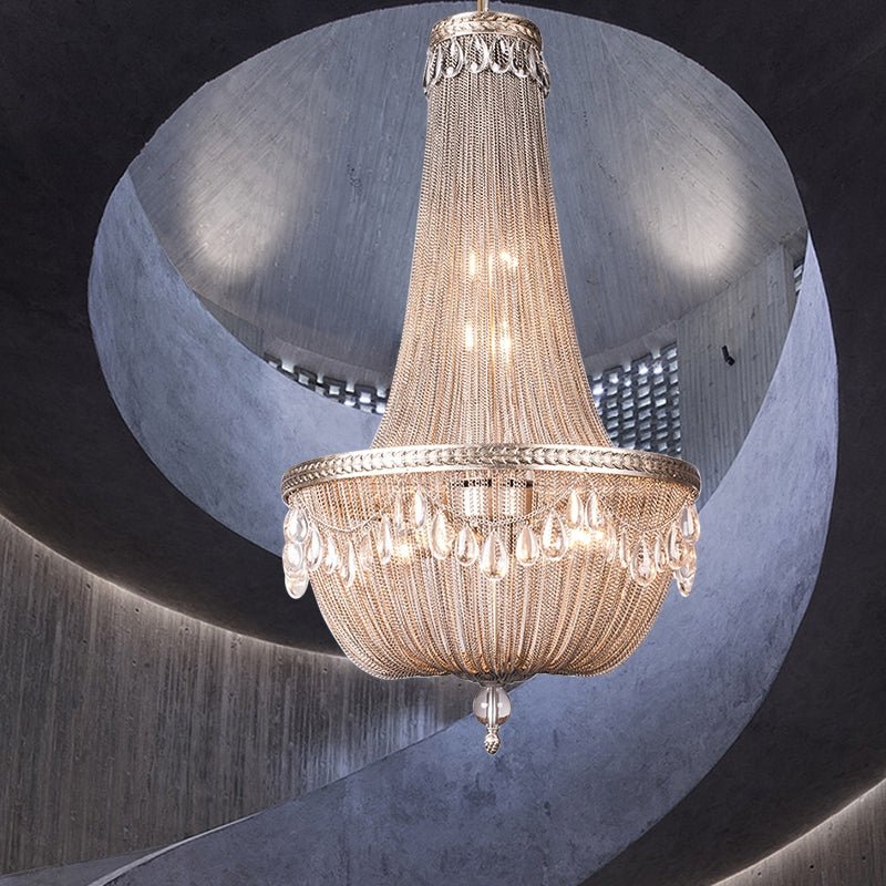 Oversize Modern Metal Art Luxury Crystal Chandelier for Duplex Hall/Staircase/Villa/Foyer - briglamps