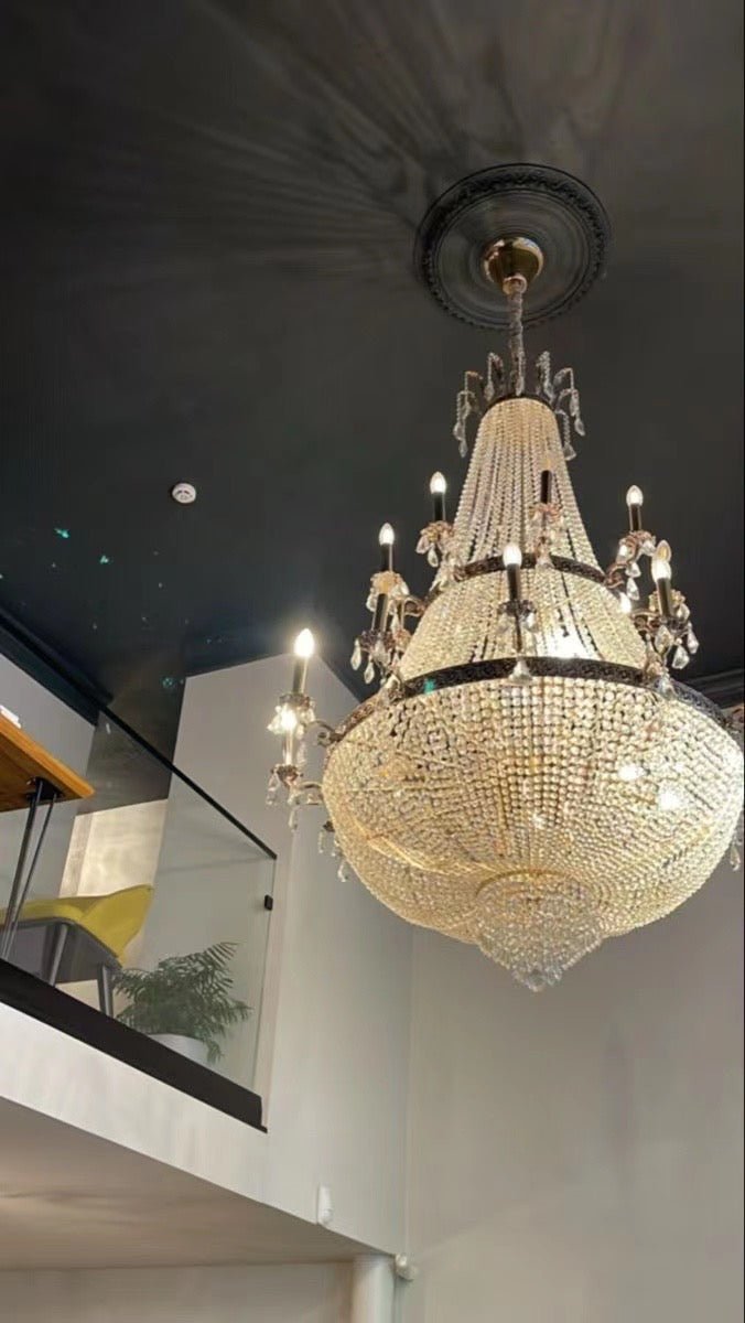 Oversized Luxury Double - layers Golden French Style Crystal Chandelier for Living/Dinning Room/Foyer/Hallway/Staircase - briglamps
