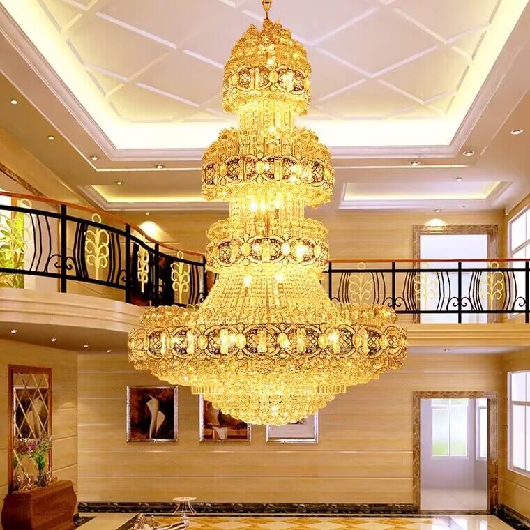 Oversized Luxury Multi - layers Gold Crystal Chandelier For High - ceiling Living Room/Foyer - briglamps