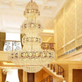 Oversized Luxury Multi - layers Gold Crystal Chandelier For High - ceiling Living Room/Foyer - briglamps
