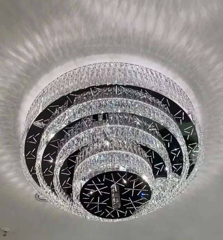 Oversized Modern Creative Flush Mount Round Multi-layers Crystal Pendant Chandelier for Living/Dining Room/Hallway - Brig Lighting